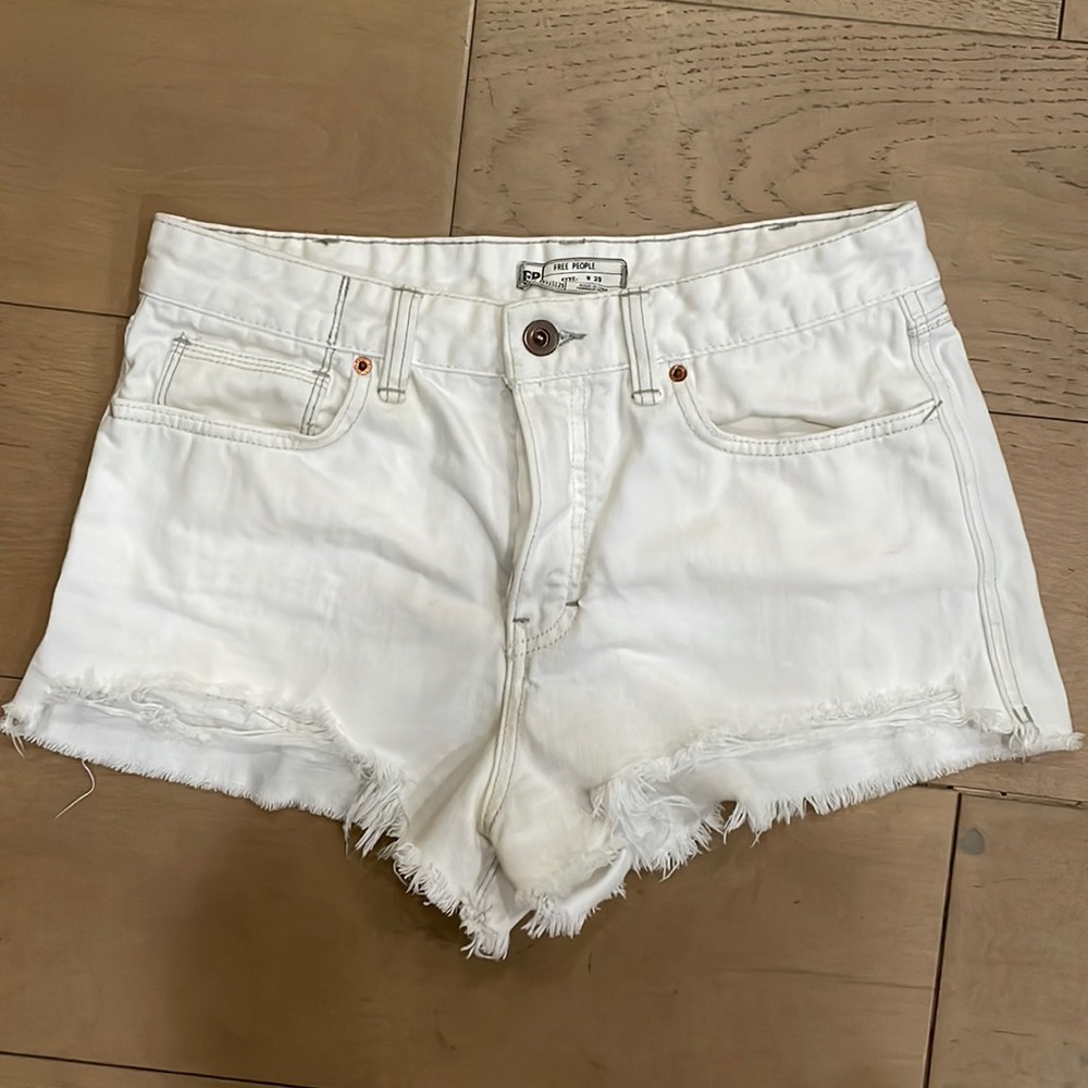 white free people jean shorts